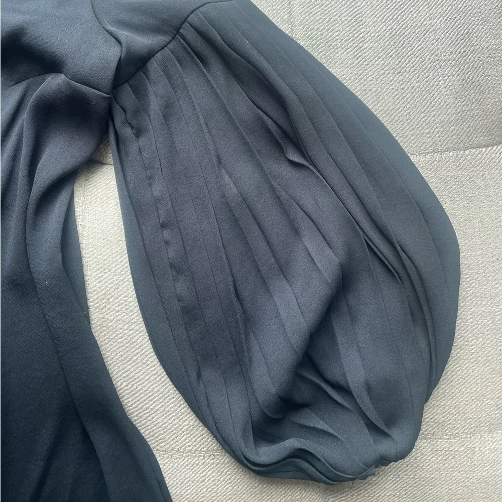 Tara Jarmon Paris Pleated Puff Sleeve Dress — Made in France | Size 38 small - Picture 7 of 10